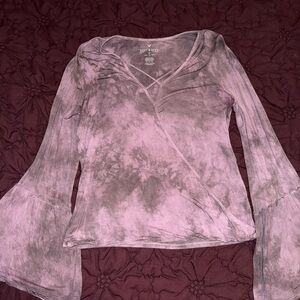American Eagle Outfitters Purple Tie-Dye Long Sleeve Top